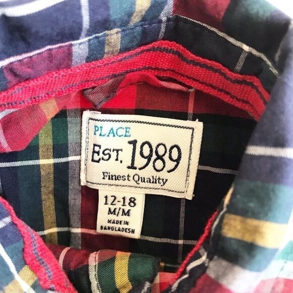 The children’s place plaid button down shirt 12-18 - Picture 3 of 4
